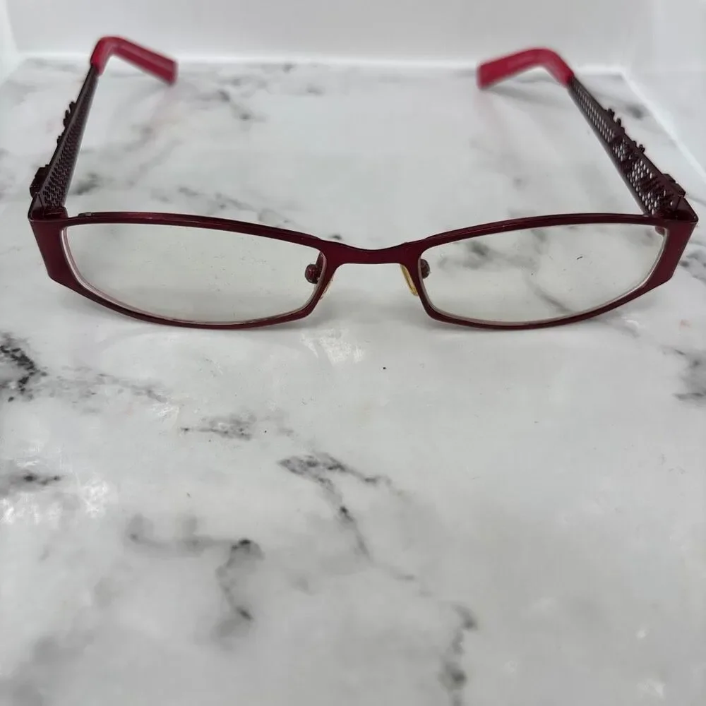 Vintage Kimiko Eyewear Women's Red Rectangle Shape Prescription Eyeglasses